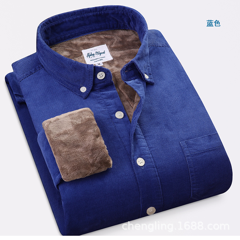 Flannel Shirt Lined - Corduroy Warm Shirts Cotton Plush Thick