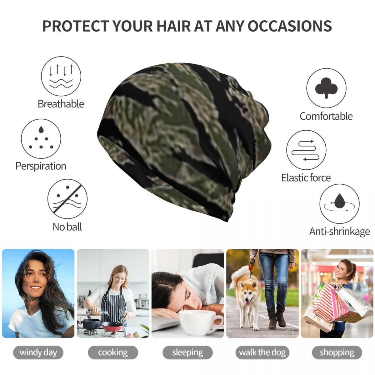 Tiger Stripe Camouflage Milita - Knit Beanie Hat Warm ulasan dan harga