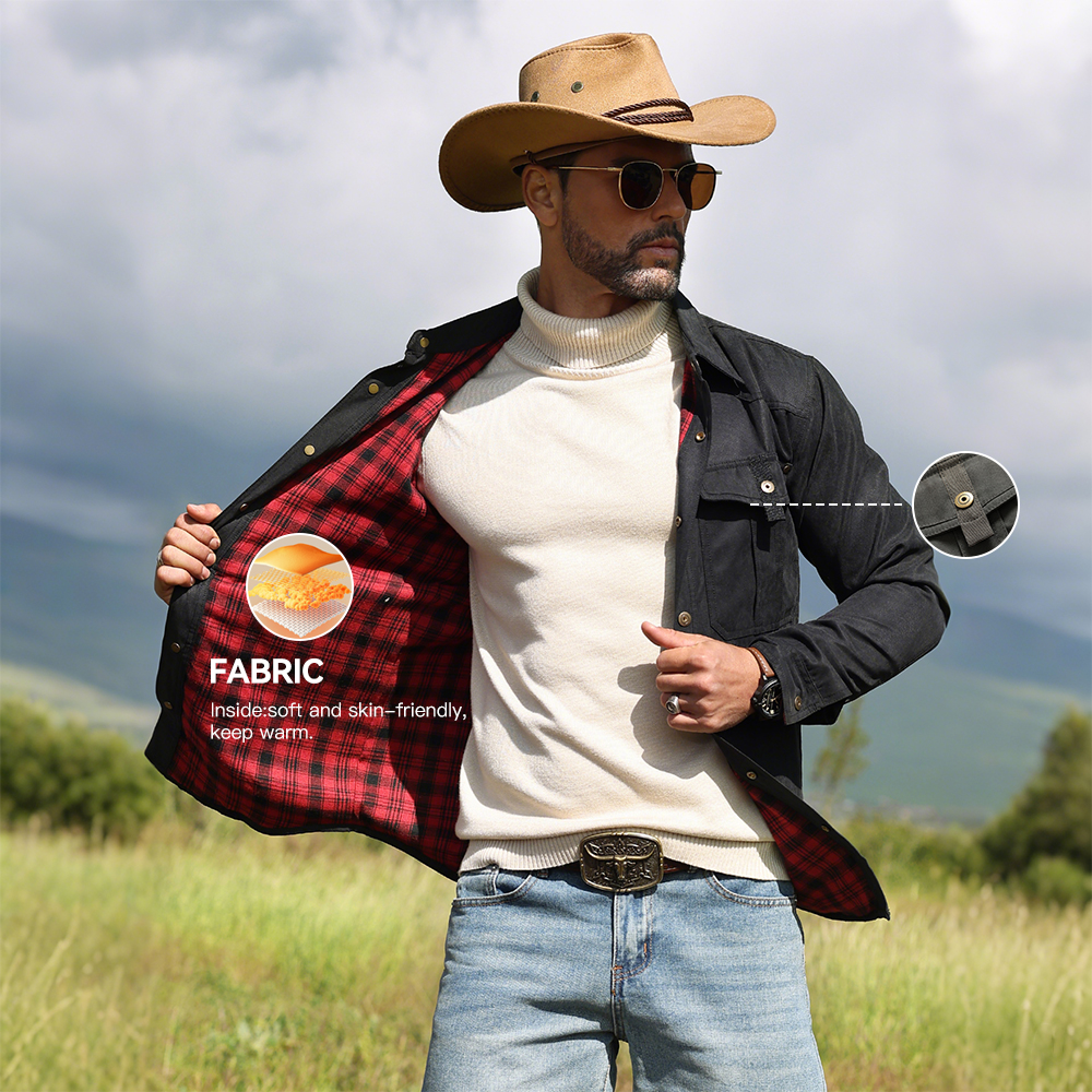 Men's Jackets Spring Flannel L - Flannel Shirt Lined ulasan dan harga