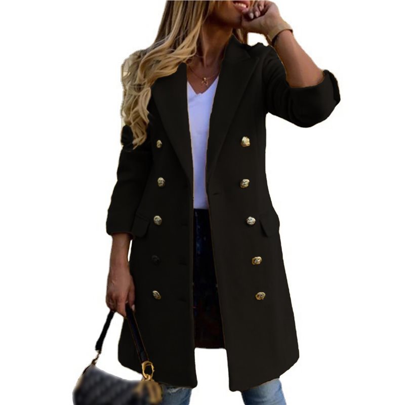 A24F-Women Fall Winter Wool Co - Wool Coat Peacoat ulasan dan harga
