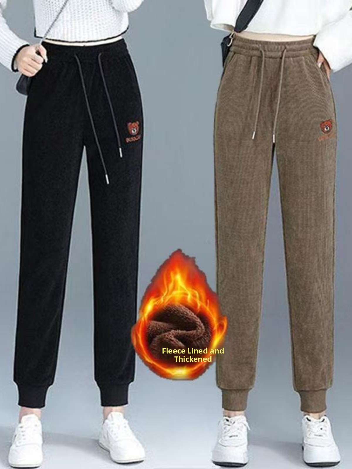 High Waist Fleece Lined Thick  - Corduroy Pant Warm ulasan dan harga