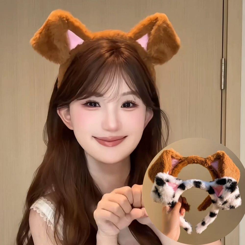 Spotted Dogs Folded Ear Hairba - Winter Headband Fleece ulasan dan harga