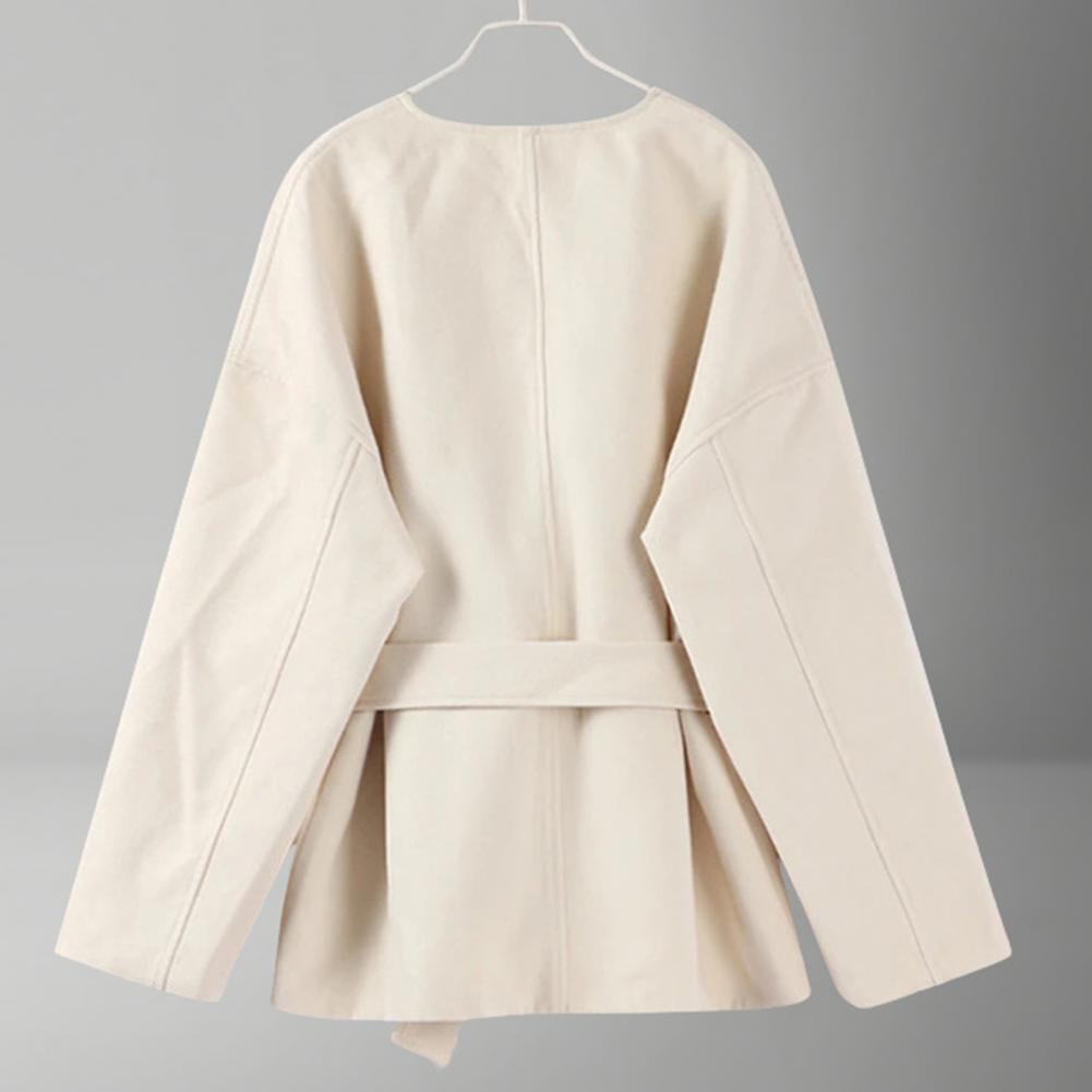 Lace-up Waist Jacket Stylish W - Wool Coat Peacoat ulasan dan harga