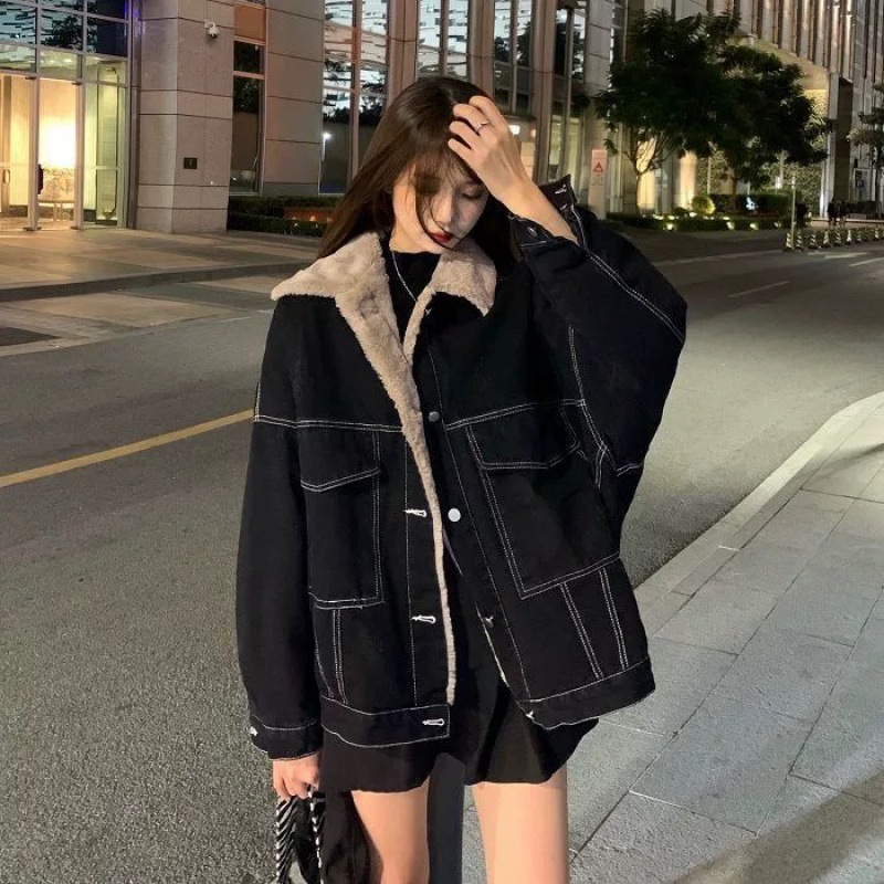 Women Denim Coat Thick Lapel S - Down Jacket Packable ulasan dan harga