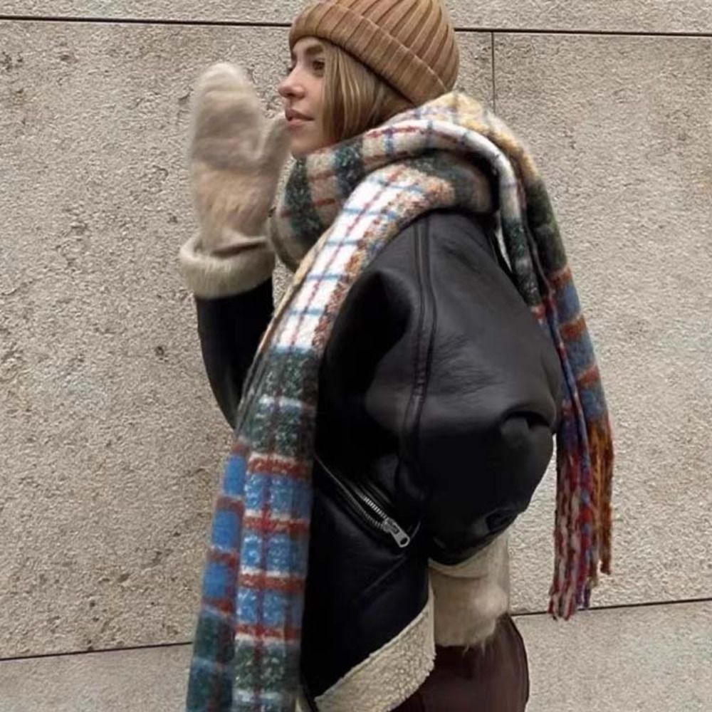 Retro Tassel Plaid Wool Scarf  - Wool Scarf Men ulasan dan harga