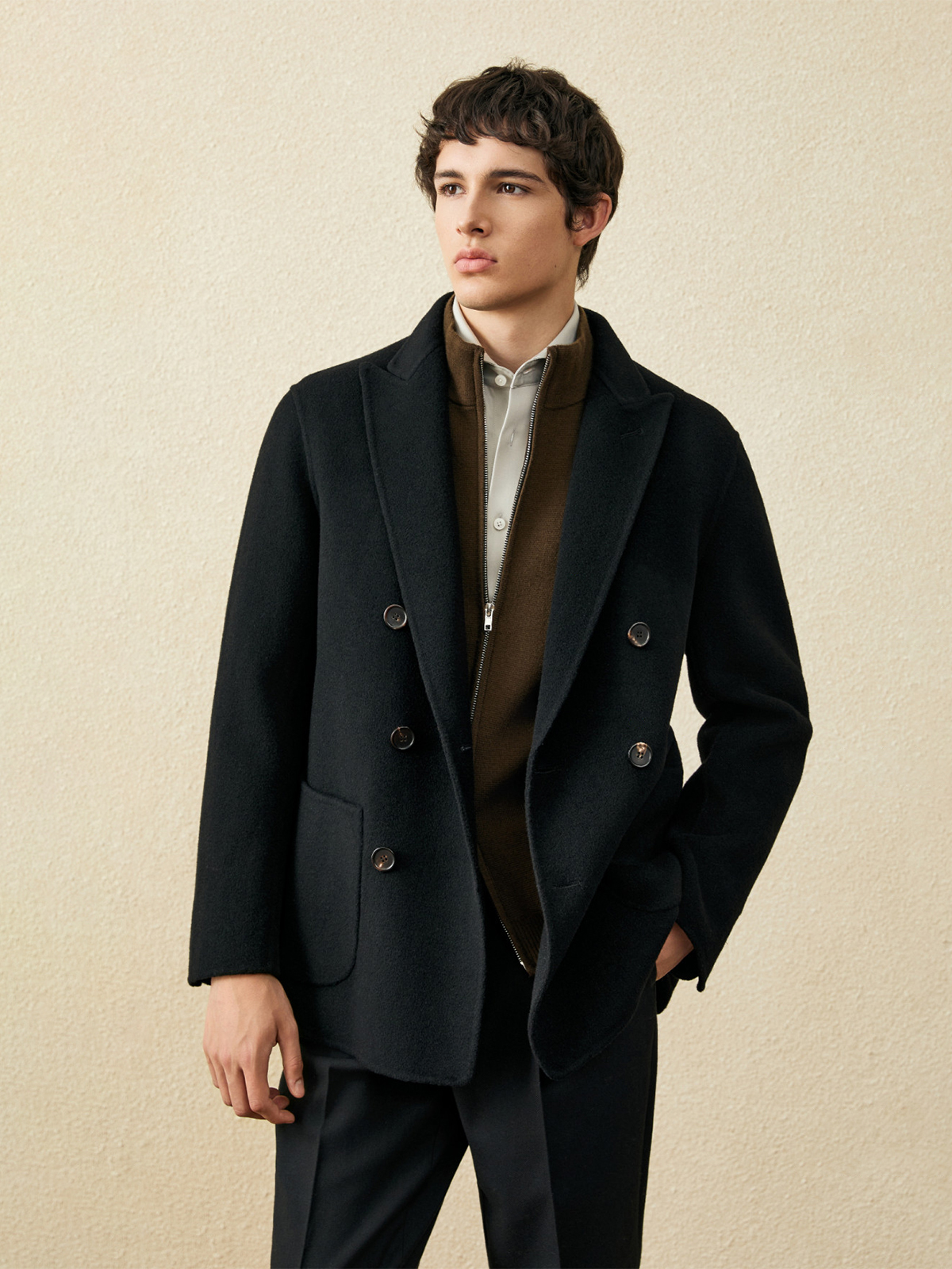 Men‘s 100% Wool Short Coat | B - Wool Coat Peacoat ulasan dan harga