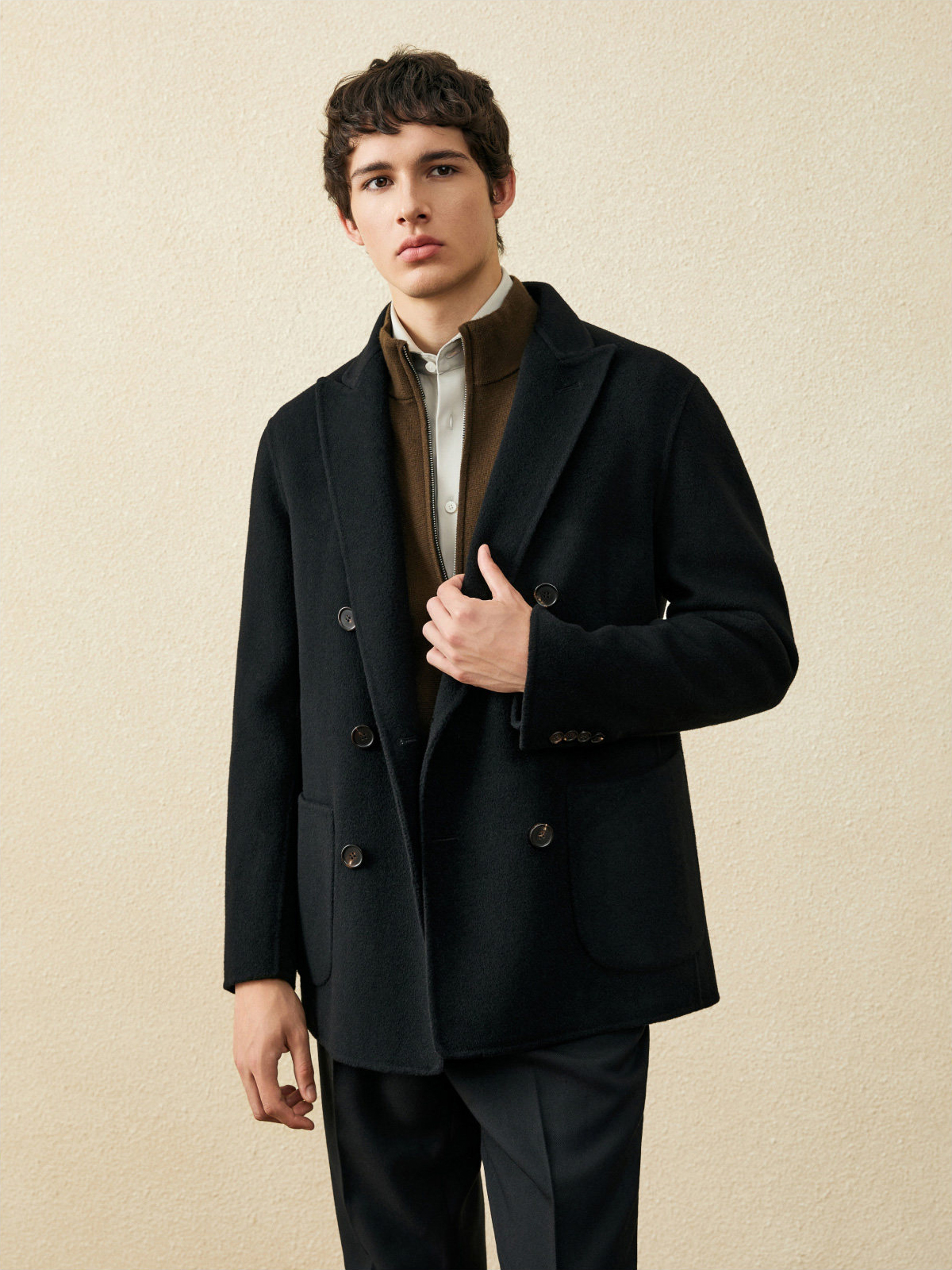 Men‘s 100% Wool Short Coat | B - Wool Coat Peacoat ulasan dan harga