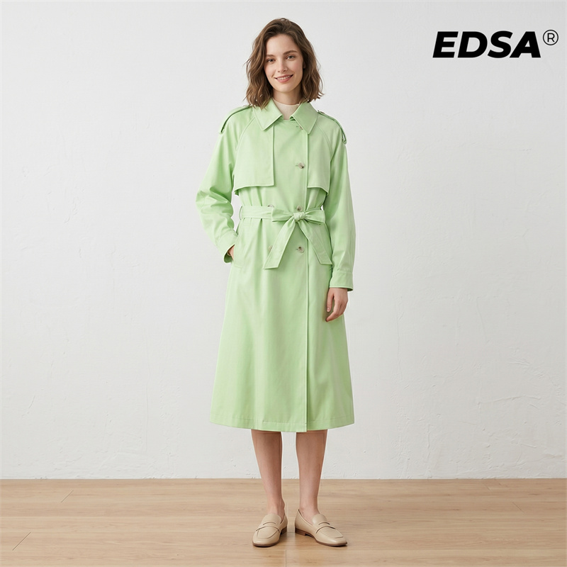 EDSA Women Green Trench Style  - Down Jacket Packable ulasan dan harga