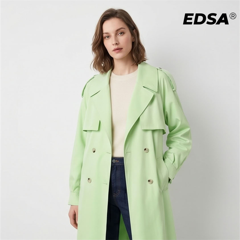 EDSA Women Green Trench Style  - Down Jacket Packable ulasan dan harga