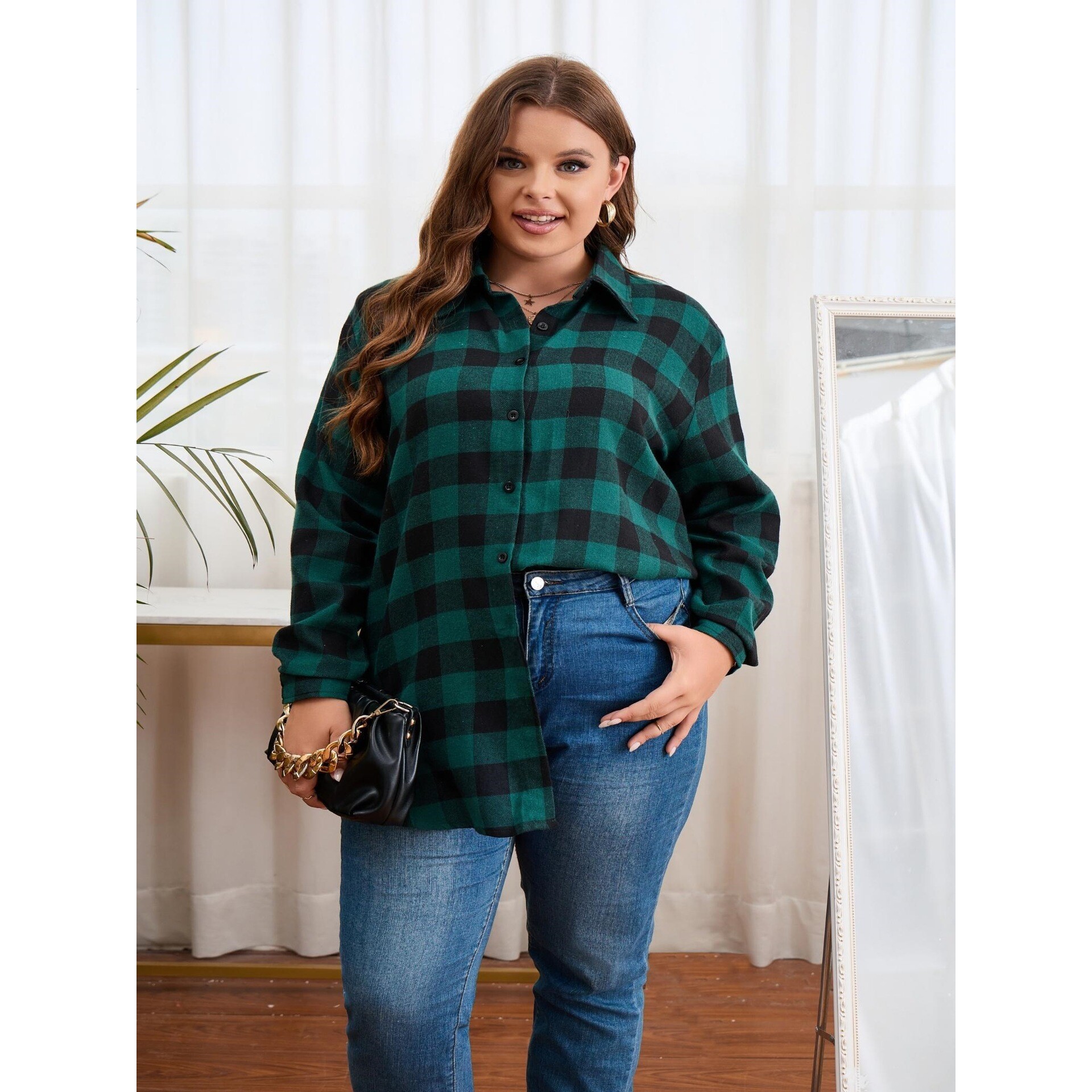 Warm Flannel Plaid Shirt Women - Flannel Shirt Lined ulasan dan harga