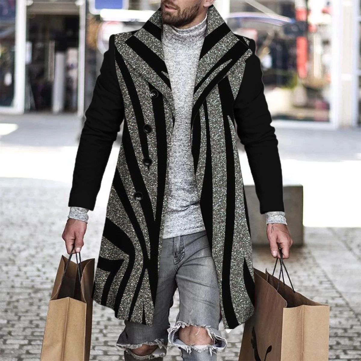 2025 Long Coat Men Mens Wool J - Wool Coat Peacoat ulasan dan harga