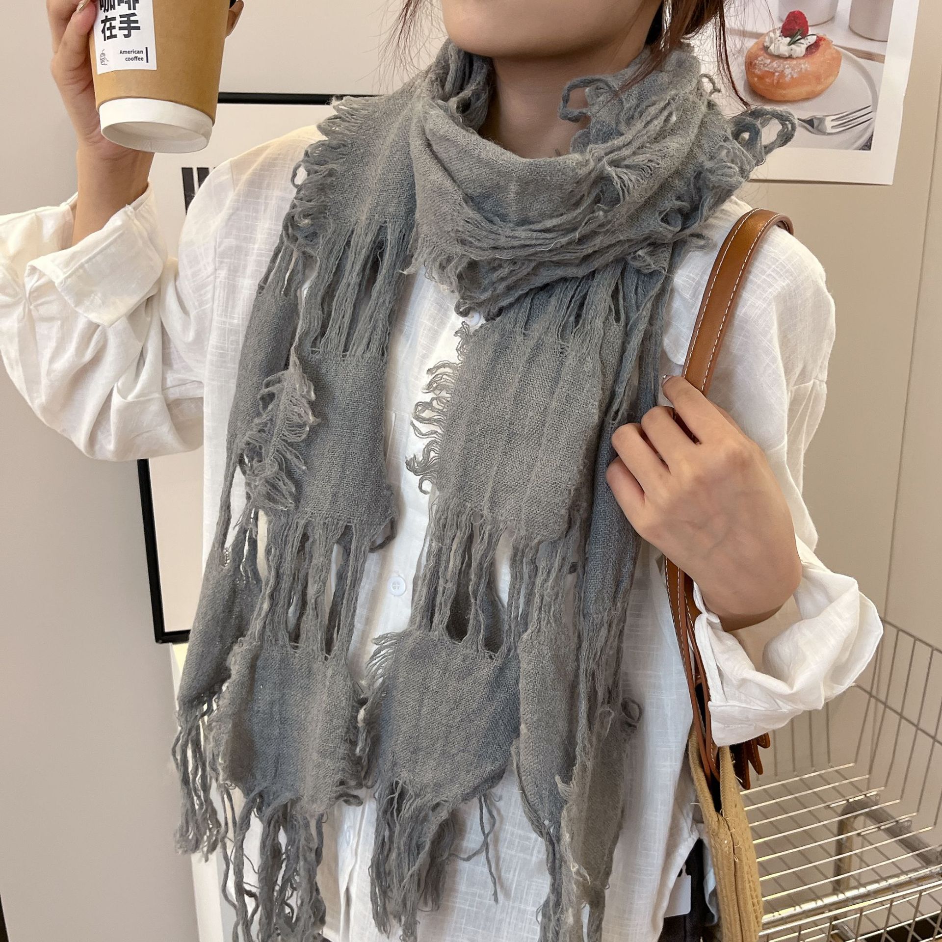 2025 New Fashion Ripped Hole T - Wool Scarf Men ulasan dan harga