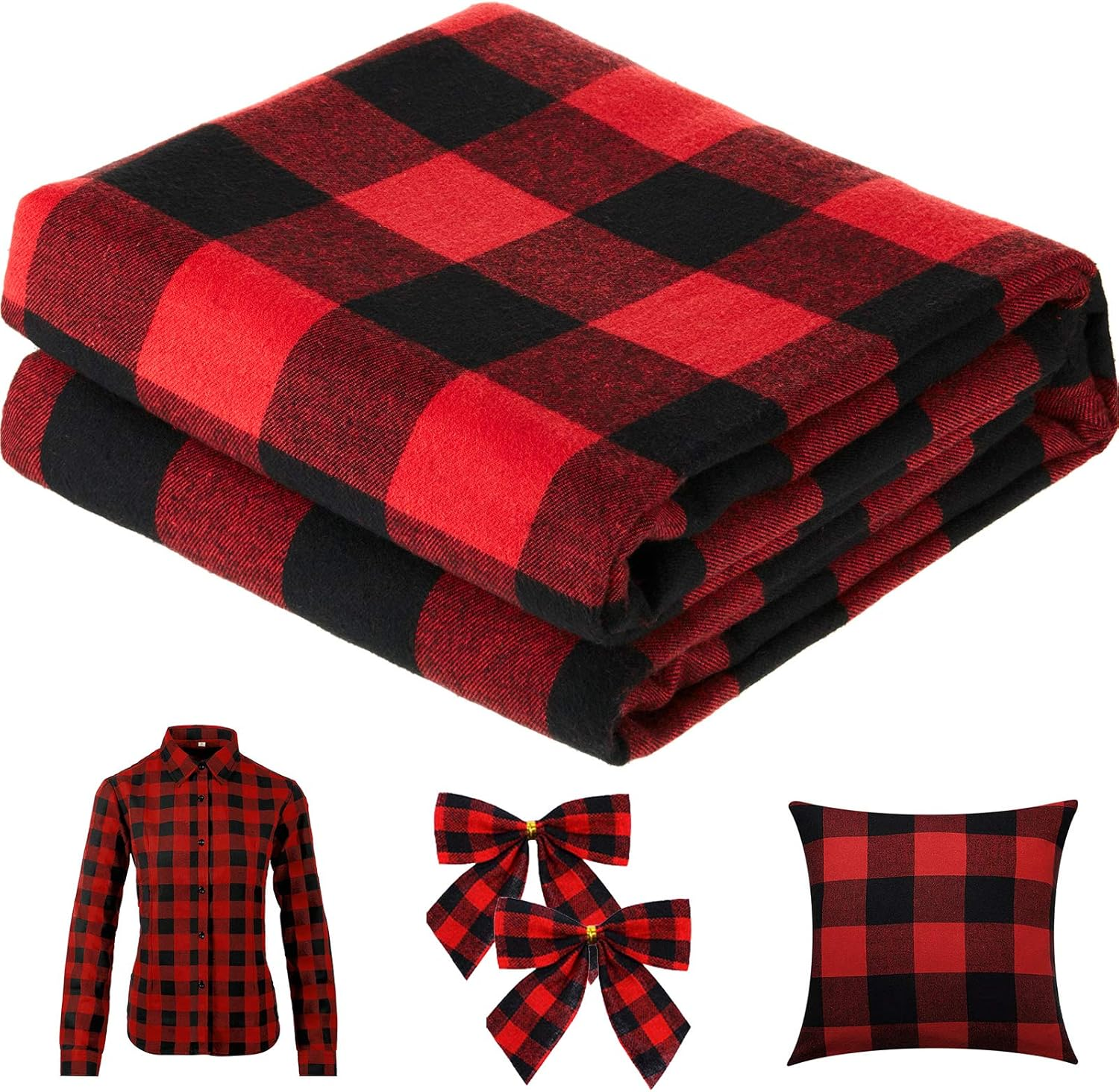 Christmas Plaid Fabric for DIY - Flannel Shirt Lined ulasan dan harga
