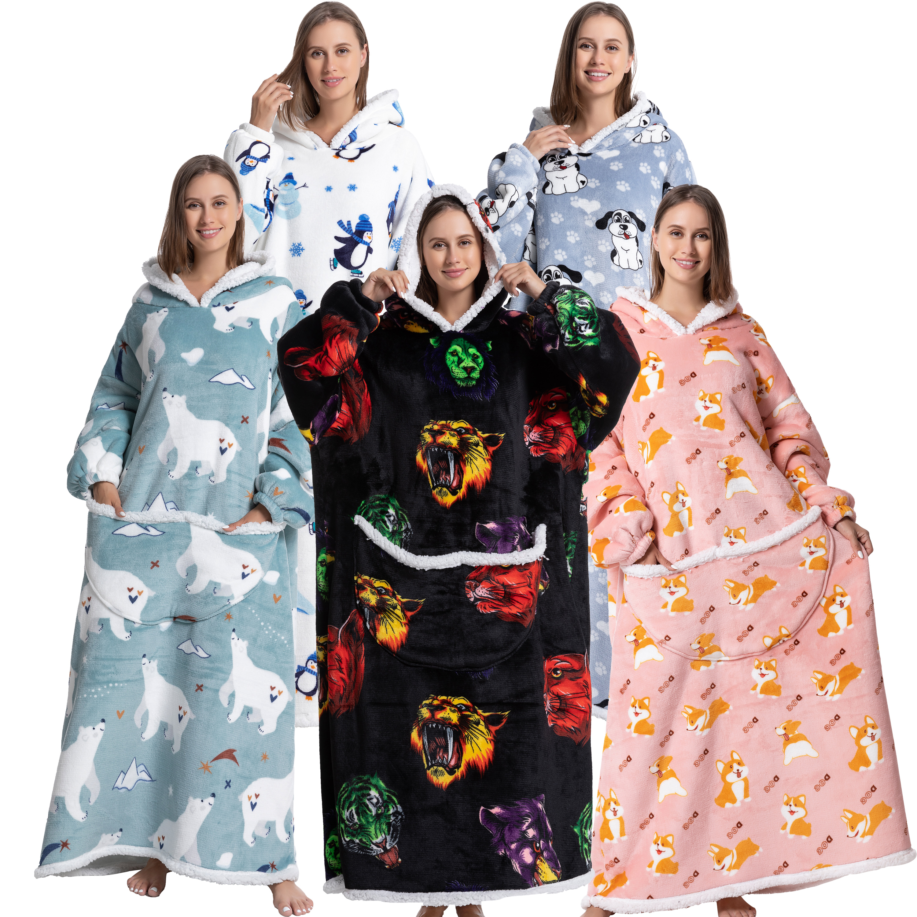 Oversized Wearable Blanket Coz - Sherpa Hoodie Fleece ulasan dan harga